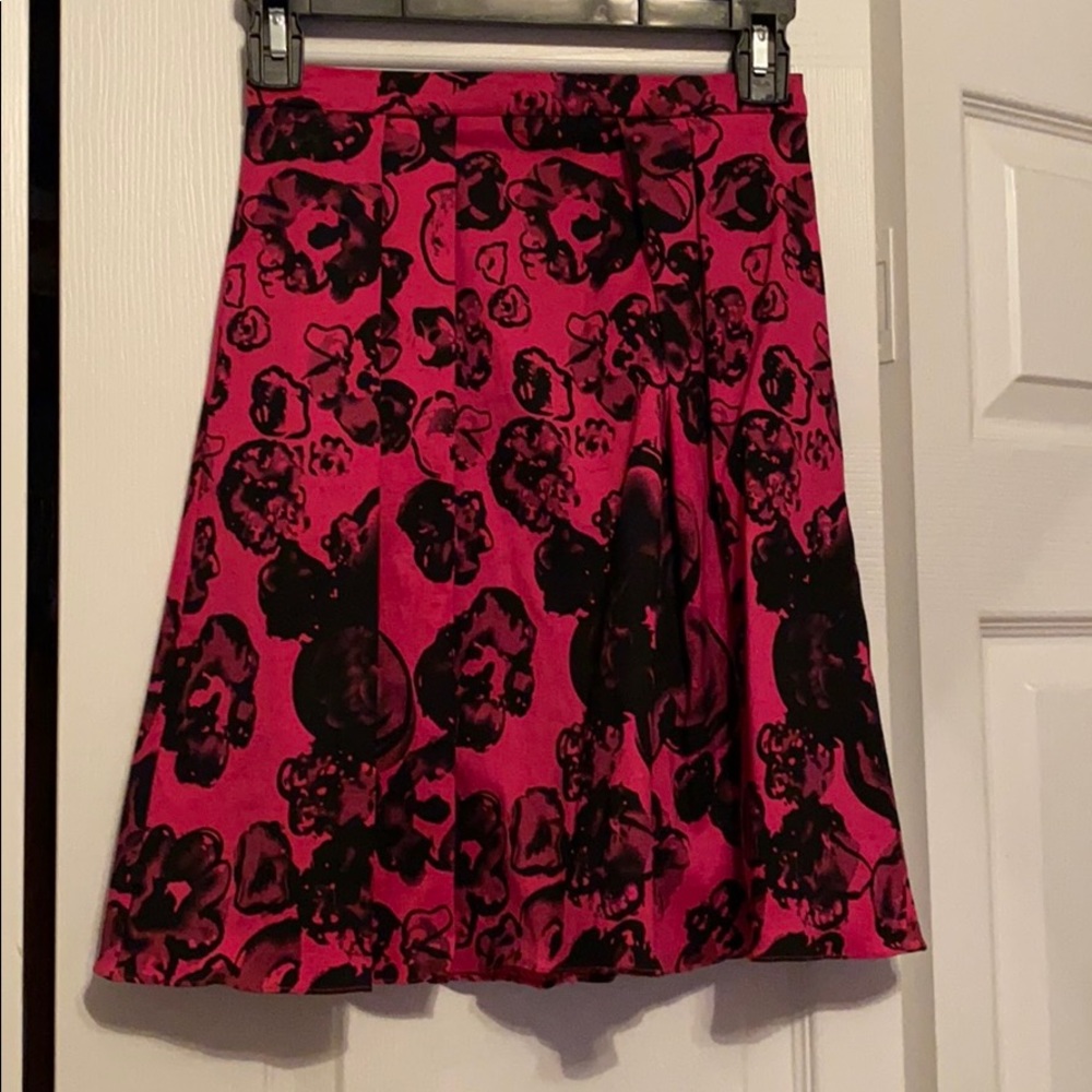 Pink and black floral skirt